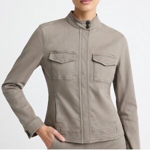 Liverpool Grey Utility Moto Jacket Mock Neck Zip Front Lyocell Blend M